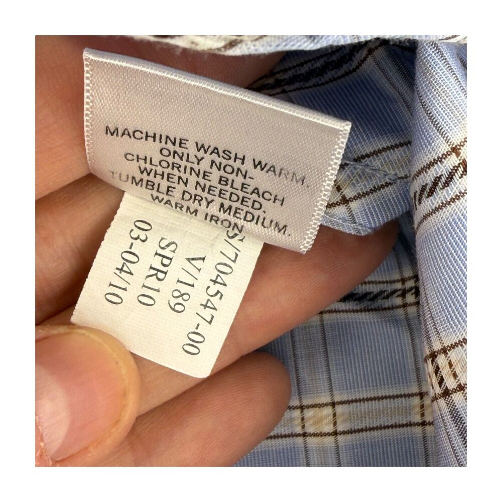 Banana Republic Dress Shirt Men's 17 Multicolor Plaid 100% Cotton Long Sleeve - Picture 8 of 8